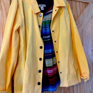 2 for 1 price Yellow Button-Up Jacket with Striped Shirt